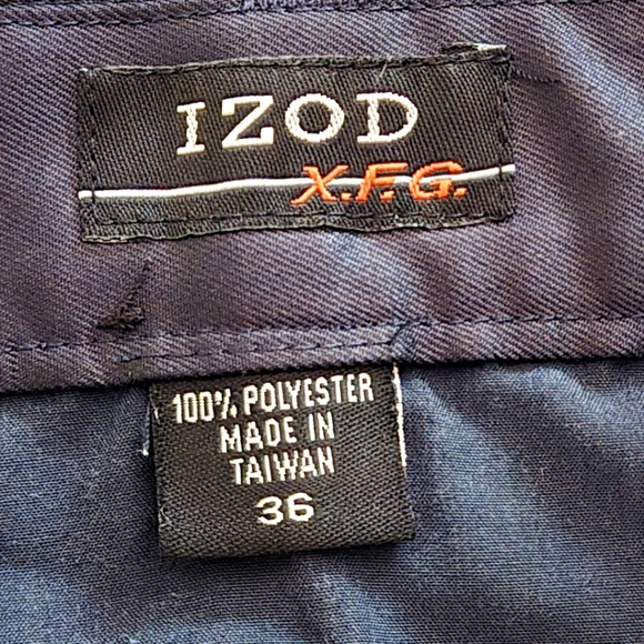 IZOD Mens size 36W Pleated Front Shorts Black Rolled Side Seams Zip Button - Picture 10 of 16